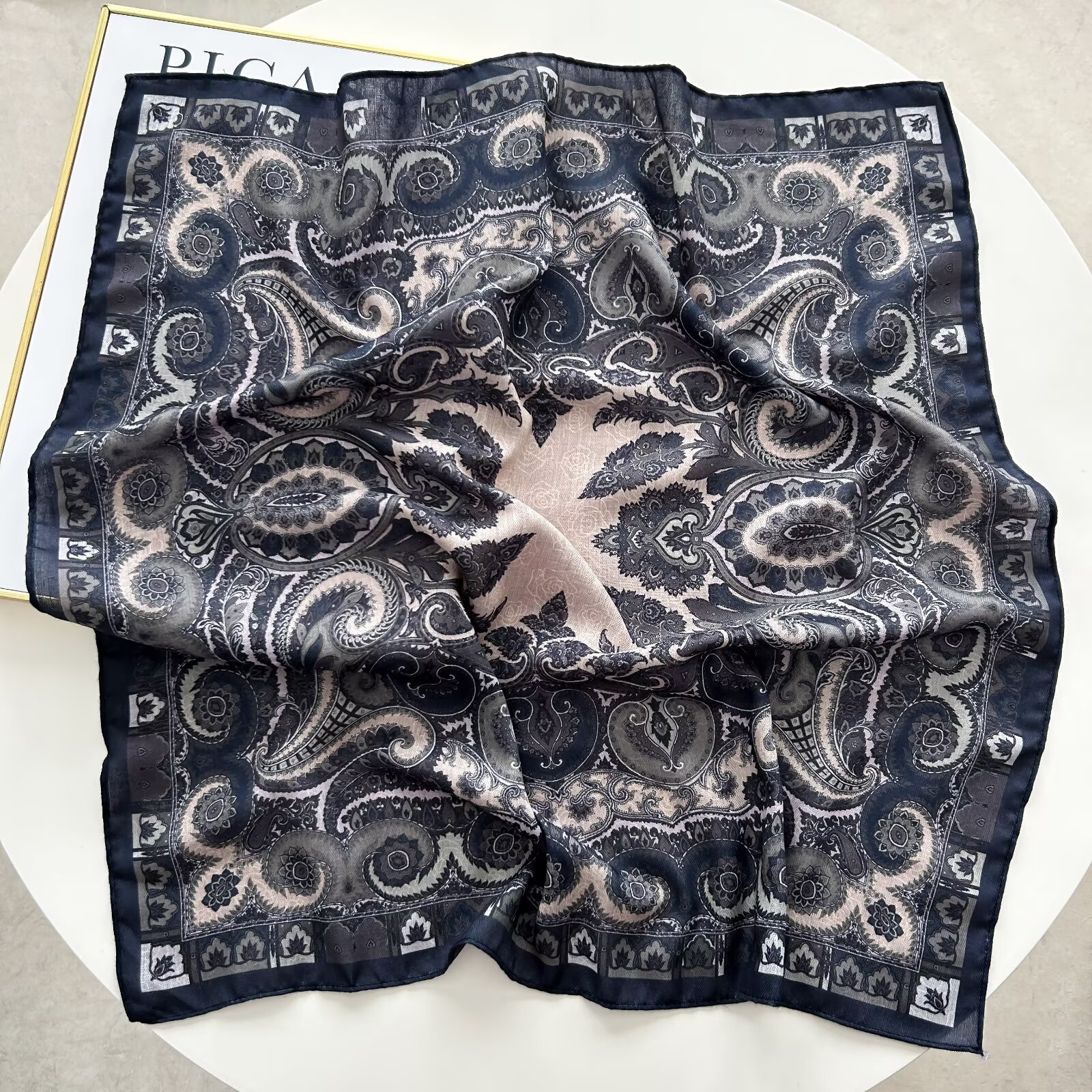 花容腰果新款棉质双面围巾中方巾