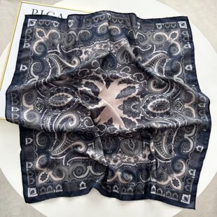 花容腰果新款棉质双面围巾复古文艺经典款休闲百搭两面68cm中方巾