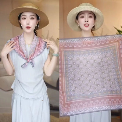 2025新款曼谷风情粉色丝巾