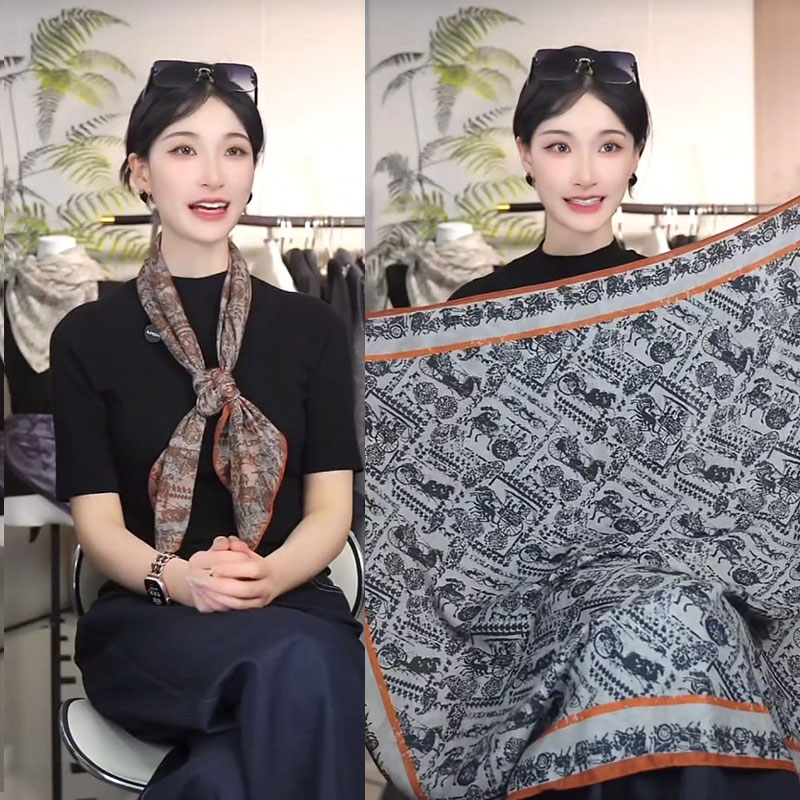 灰棕马车时尚丝毛双面异色围巾