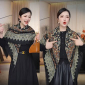 摩登风情优质棉质135 135左右轻奢百搭方巾围巾时尚 气质优雅披肩