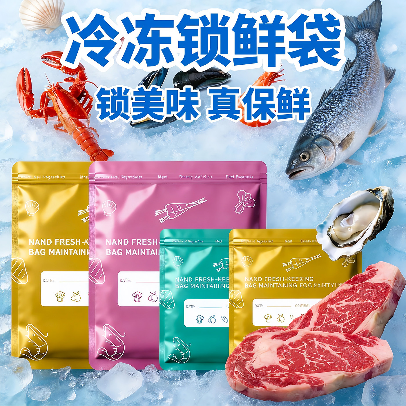 保鲜袋密封袋加厚铝箔冰箱锁鲜