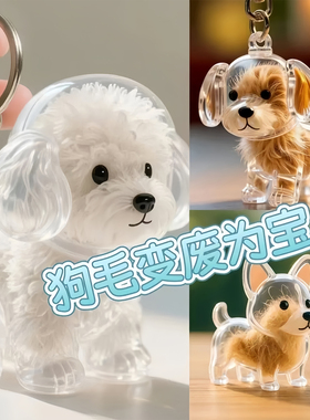 透明狗毛收纳盒吊饰扭蛋猫咪毛发存放胶囊纪念收藏包钥匙扣包挂件