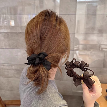 东大门同款韩式蝴蝶结丸子头发圈女发绳扎头皮筋百搭头花头绳发饰