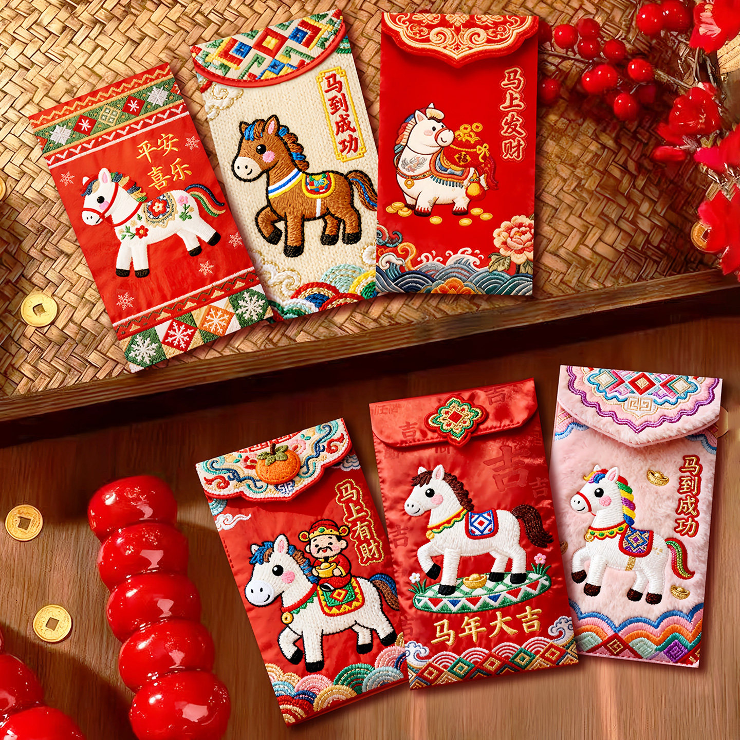 2026立体刺绣风格马年创意红包可爱卡通过新年利是封新年压岁春节