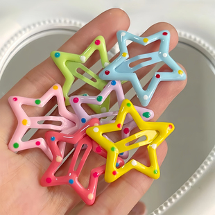 星星发夹多巴胺彩色五角星边夹发夹bb夹儿童小号碎发宝宝发夹饰品