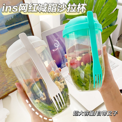 ins风早餐沙拉杯随身便携牛奶杯