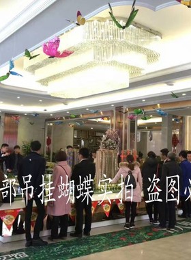 50cm仿真缎纸蝴蝶立体装饰空中吊饰悬挂婚礼酒店4S店橱窗陈列挂件