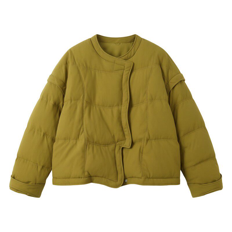 LUM 绿色短款羽绒服女冬季2026新款韩系小个子巨好看90白鸭绒外套