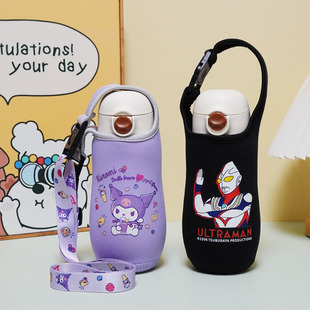 适用世喜儿童保温杯套学生卡通水杯套保护套480ml斜挎水壶套防摔