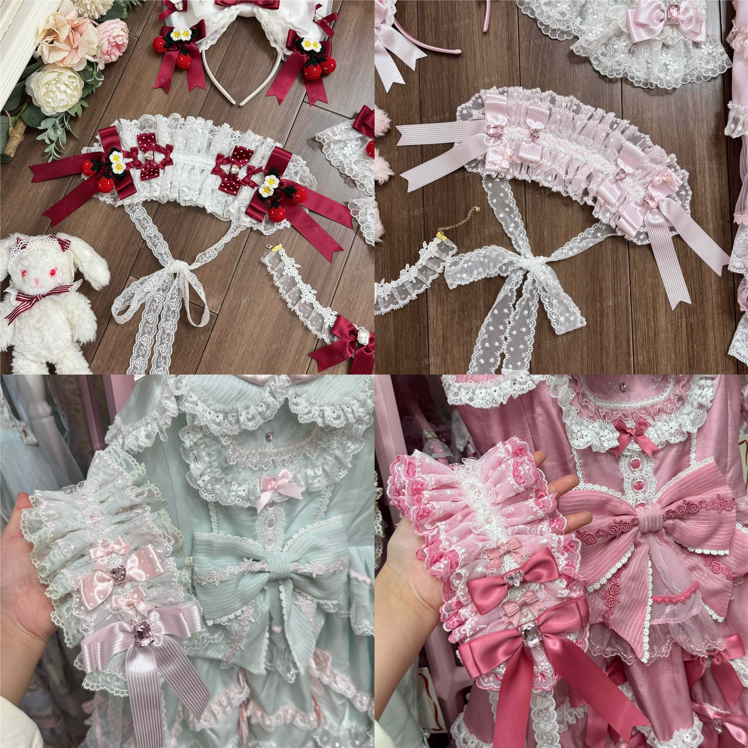 洛丽塔手作草莓天使蕾丝发带