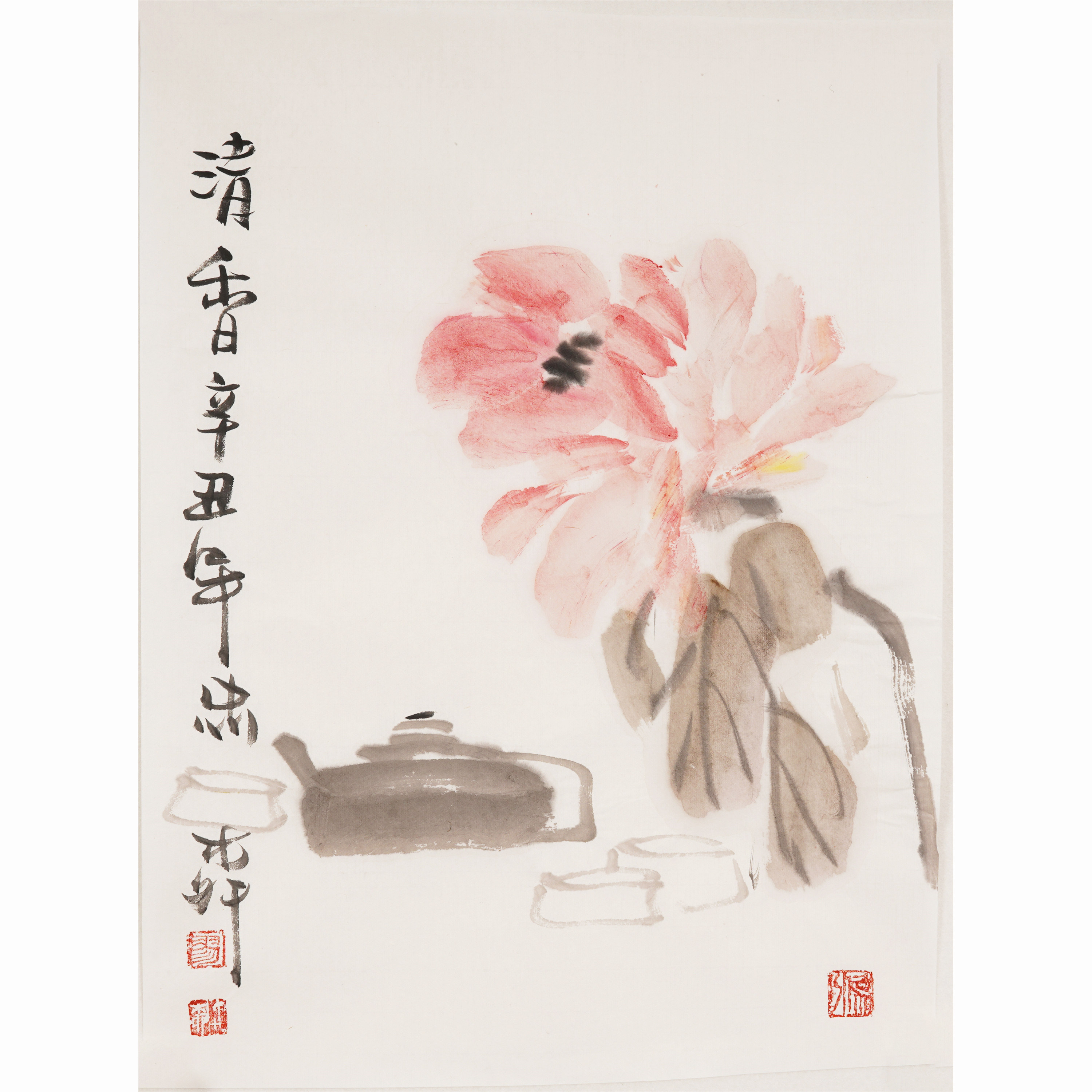 四尺开六 国画手绘小品花鸟字画柿子 茶楼写意水墨廖忠柳00012