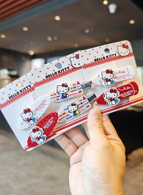 伊藤家卡通可爱三丽鸥HelloKitty边夹凯蒂猫刘海夹发夹发饰学生用