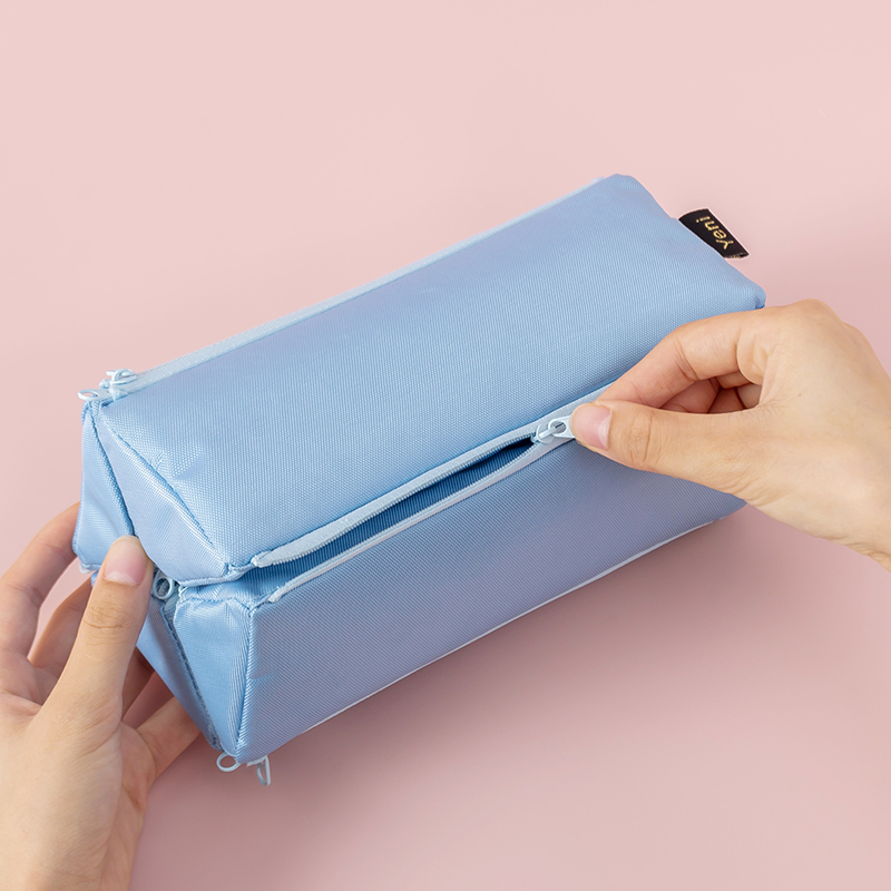 多功能大容量正方形对开笔袋