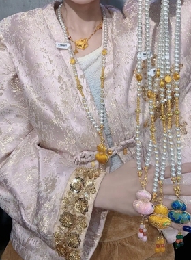 新中式宋锦葫芦国风珍珠项链女