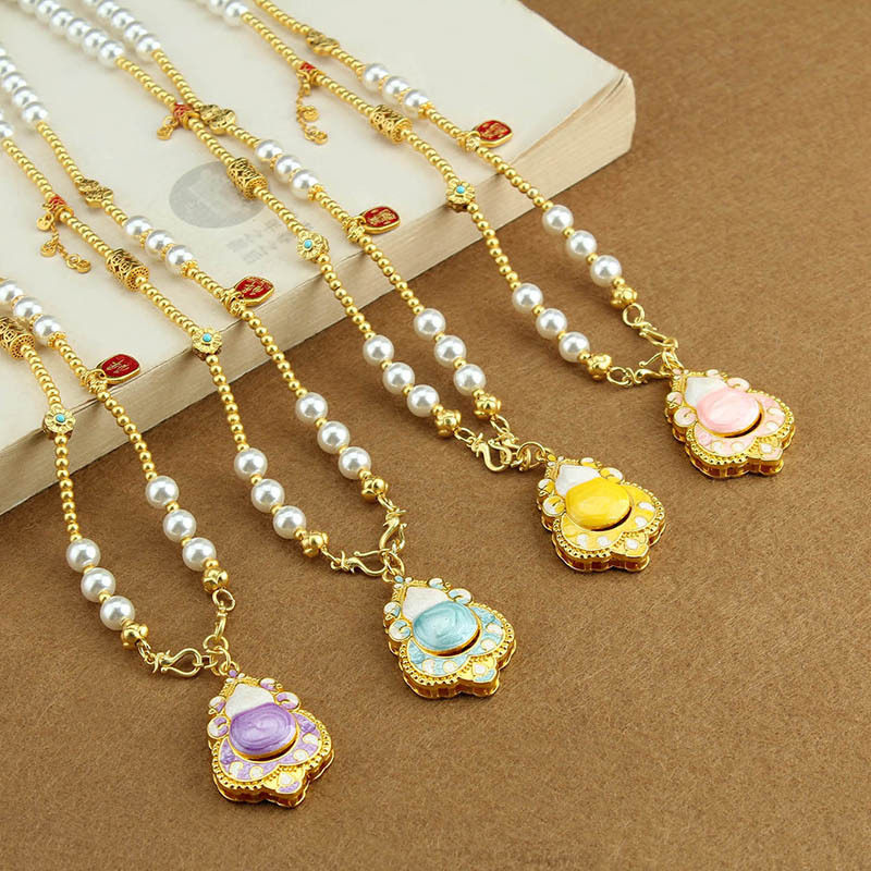 新款国风葫芦长款项链女新中式仿珍珠串珠毛衣链古风旗袍高级配饰