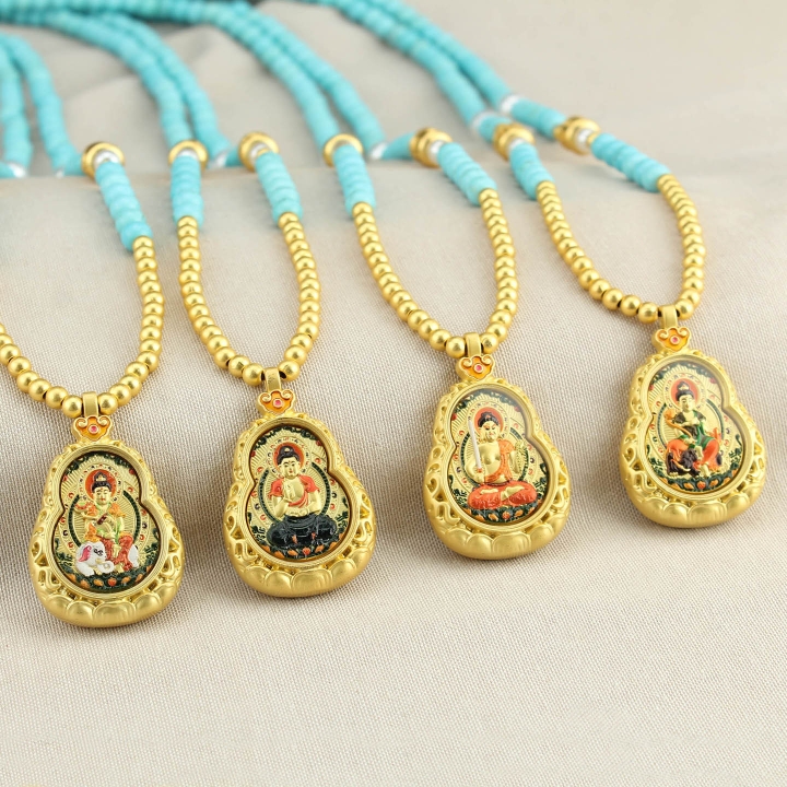 唐卡吊坠八大守护神本命佛项链女