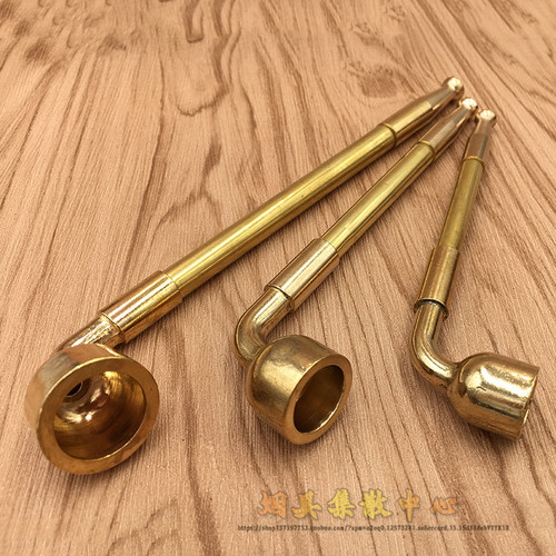 纯铜锅子可伸缩黄铜老人男士烟斗