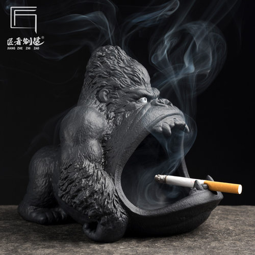 创意卡通个性烟灰缸大号车载烟缸家用陶瓷摆件防飞灰客厅酒店礼品