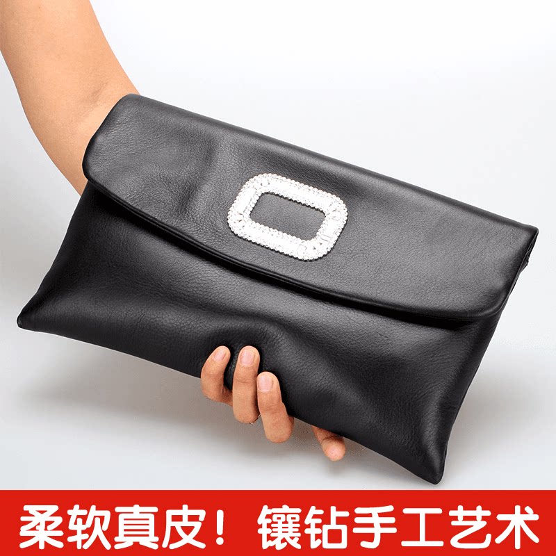 真皮手拿包包女2023新款潮大容量时尚百搭信封包宴会名媛包牛皮软