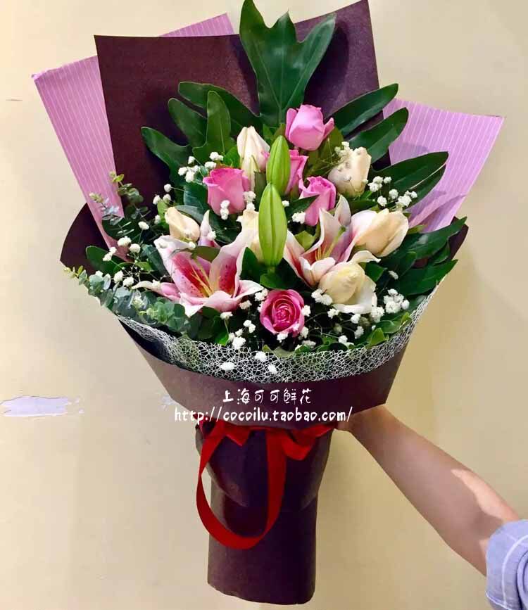 混搭鲜花束五彩缤纷上海鲜花同城速递静安浦东宝山虹口鲜花店送花