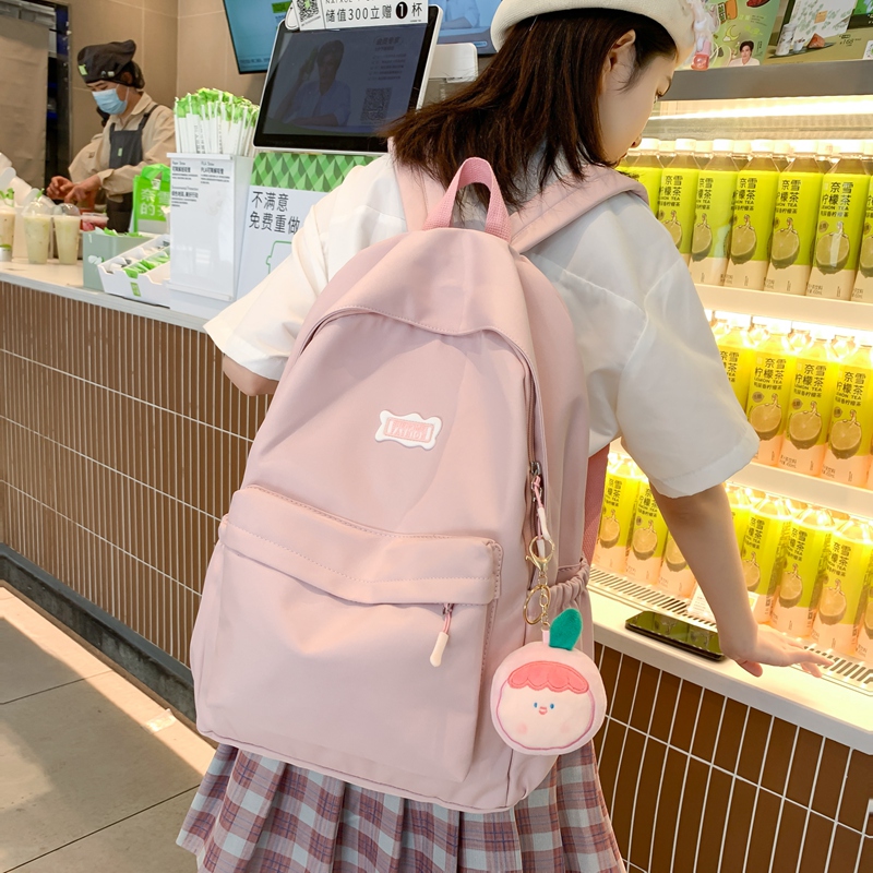 书包女生小学生三四五六年级初中生中学生双肩包日系纯色简约背包