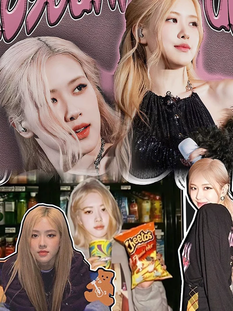 Американский винтаж принт Rose Park Caicai футболка Korean женская группа BLACKPINK короткий рукав Lisa Aespa