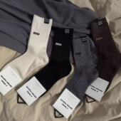 高级感miu系字母袜子女中筒袜春秋精梳棉百搭堆堆袜显瘦外穿潮袜