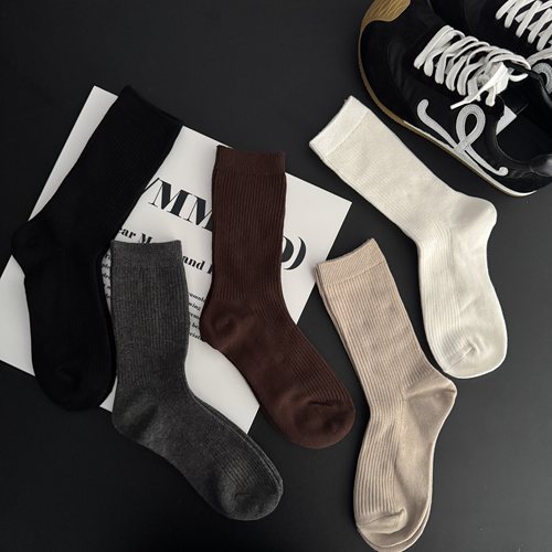 春夏精梳棉透气高弹女堆堆中筒袜