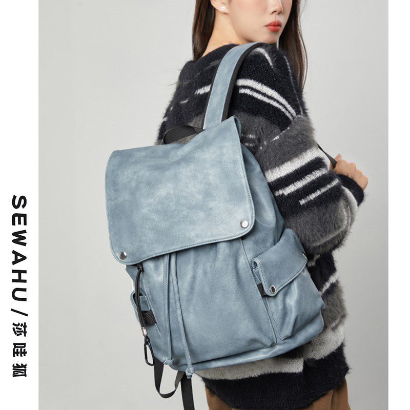 男女同款双肩包通勤商务电脑男士背包大容量旅行皮质新款学生书包