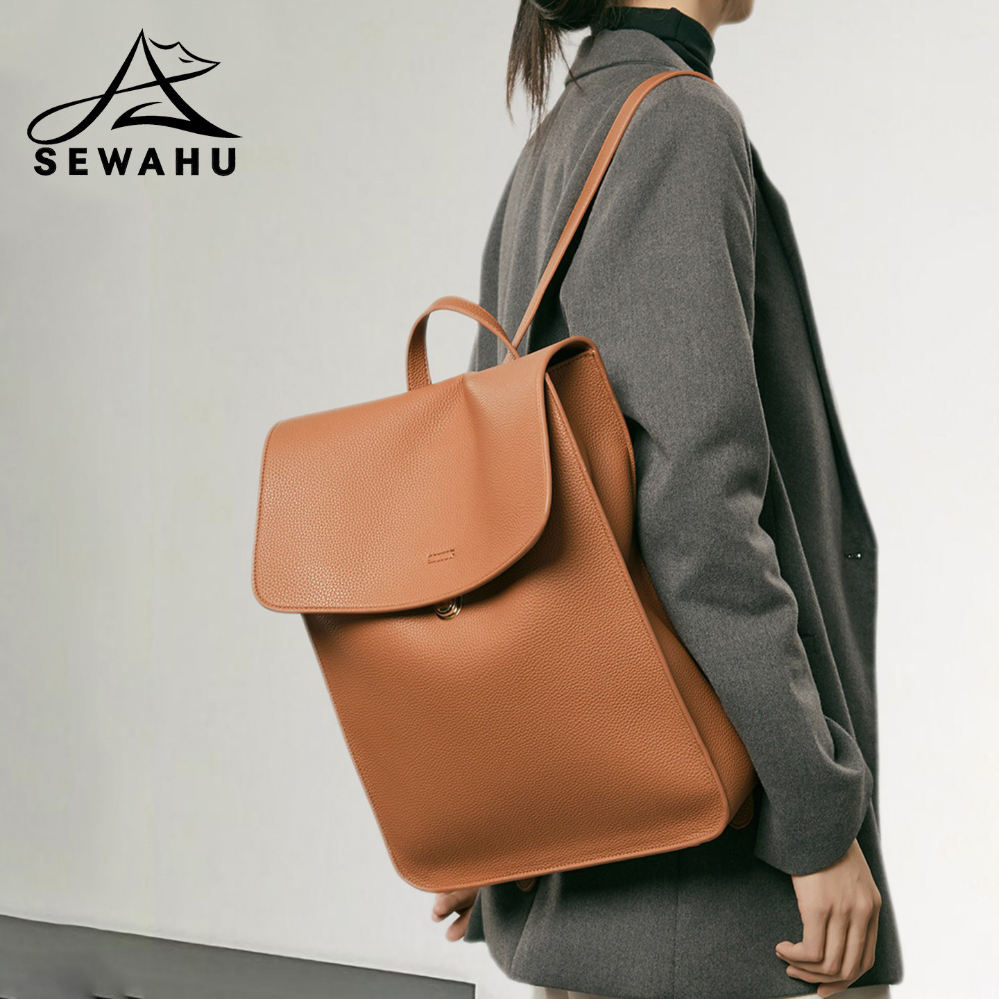 高级感小众双肩包女2025新款大容量商务通勤电脑背包学生皮质书包