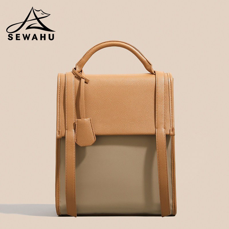 小众高级感女士双肩包真皮设计感休闲通勤小书包女学生电脑包背包