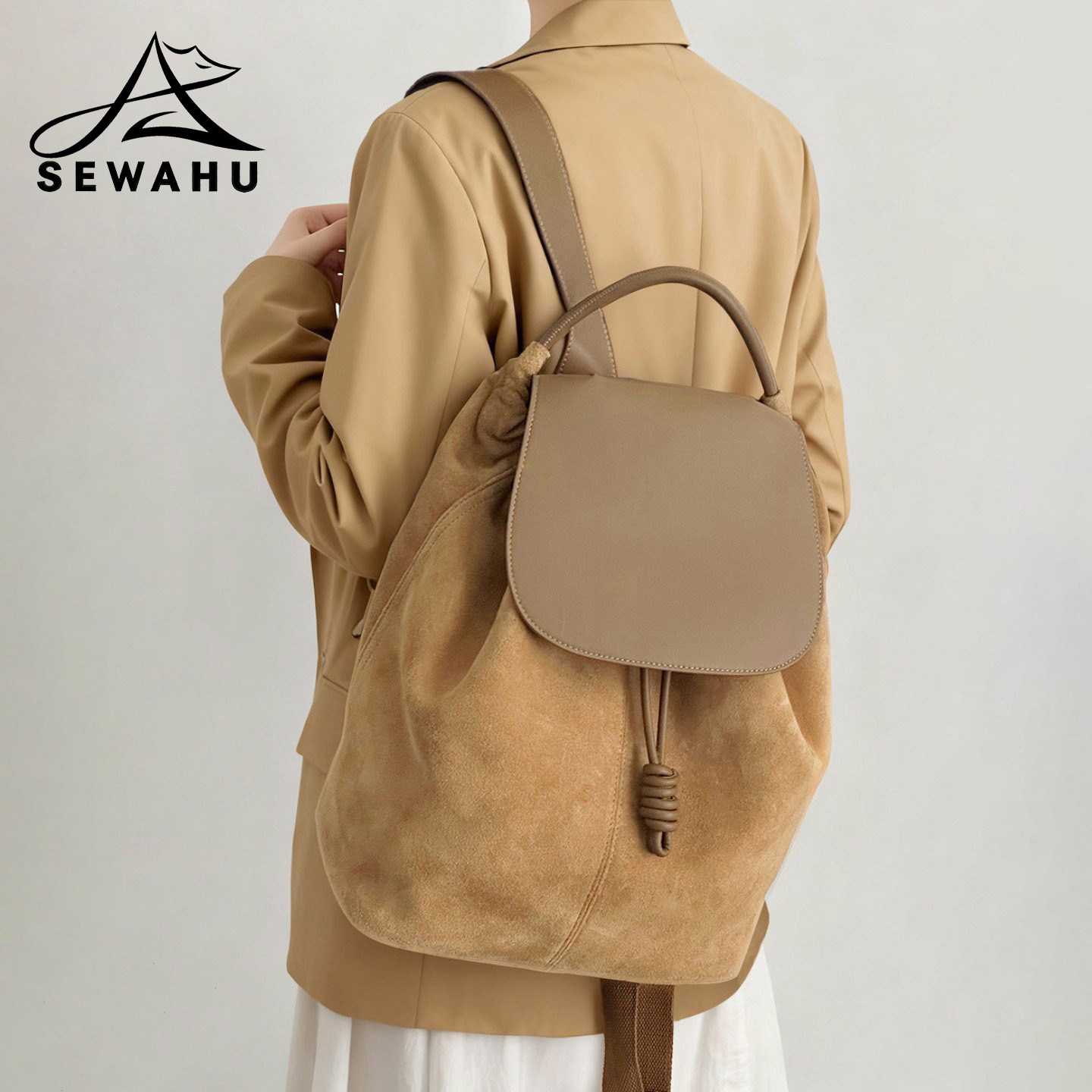 2025新款小众磨砂皮双肩包女上班通勤电脑包大容量休闲旅行背包男