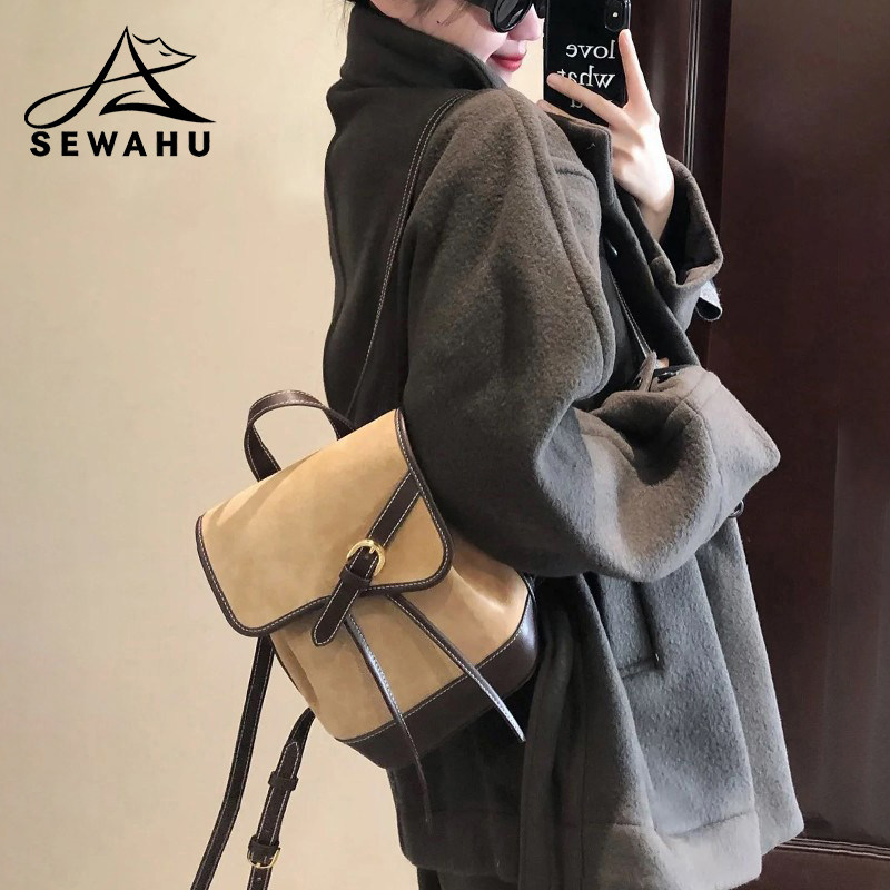 设计感小众女士双肩包2025新款时尚复古小背包通勤高级感皮质女包