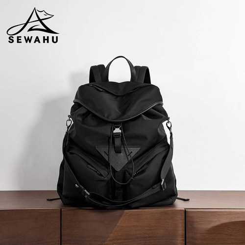 SEWAHU高级感商务双肩包男女2026新款百搭大容量书包轻便通勤背包