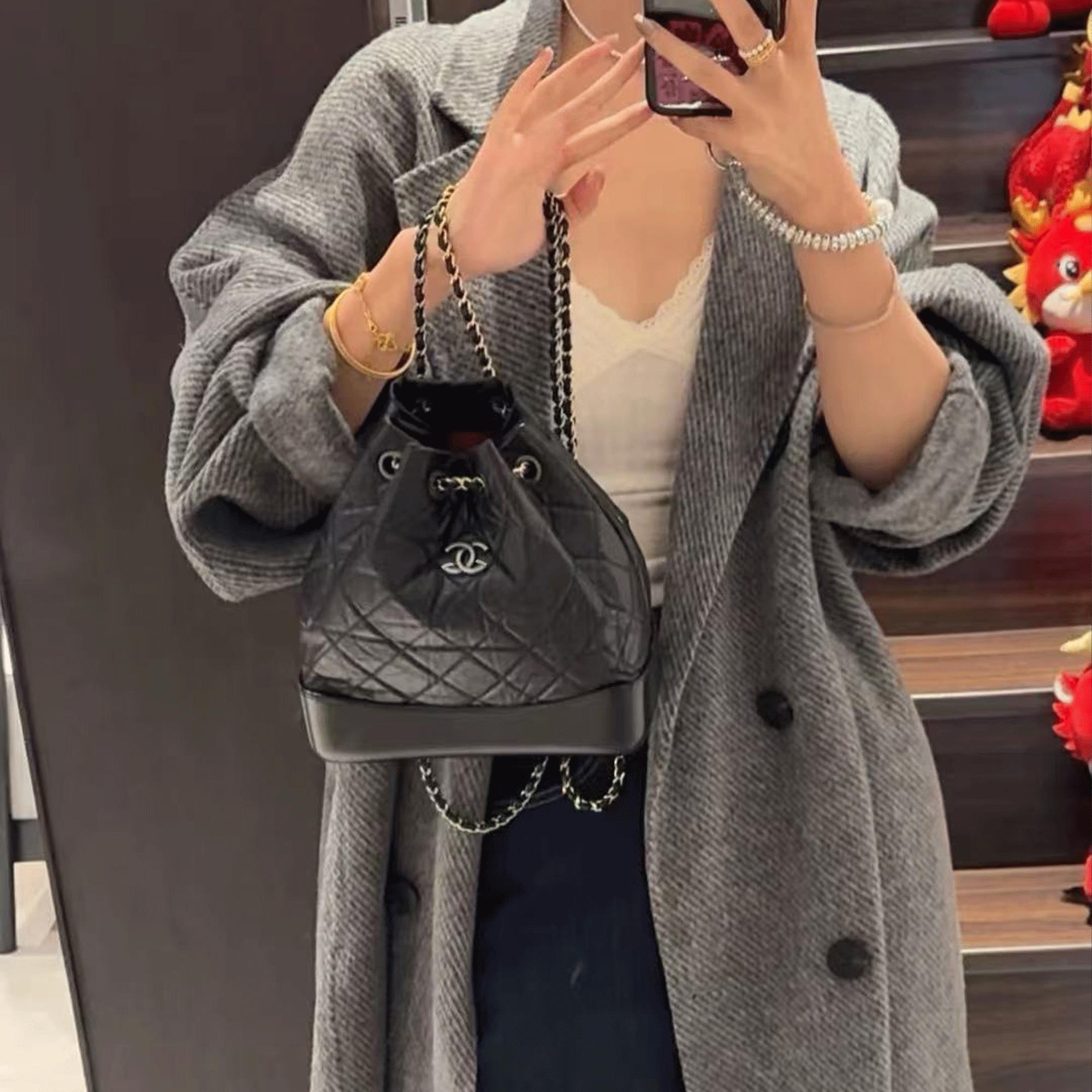 严选塔尖 小香风25C嘻哈包cf方胖子小金球菱格纹牛皮腋下女包1118