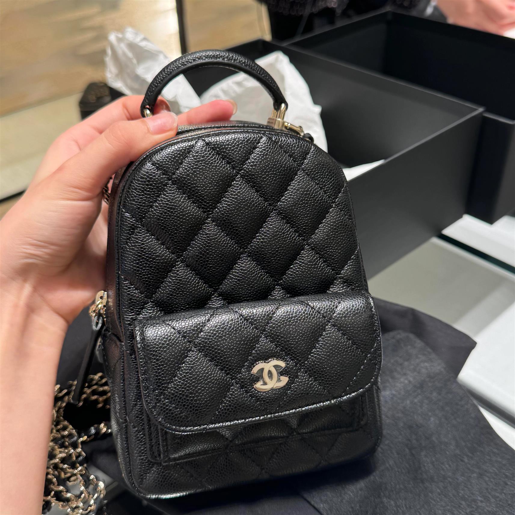 严选塔尖Timeless Classic小香风双肩包Mini菱格纹小羊皮背包1013