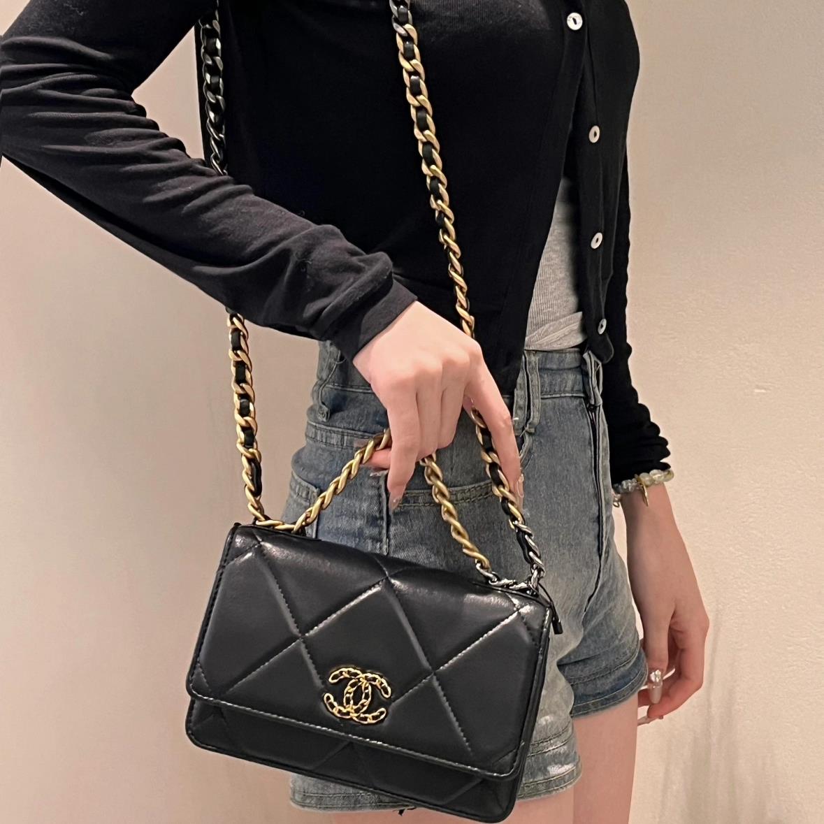 严选塔尖 小香风19BAG WOC翻盖菱格纹旋钮版羊皮单肩斜挎包1122