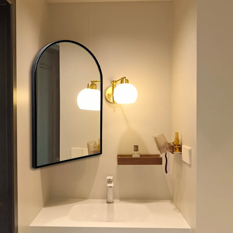 法式中古浴室镜转角镜旋转镜墙角复古风水镜拱形化妆镜伸缩镜折叠