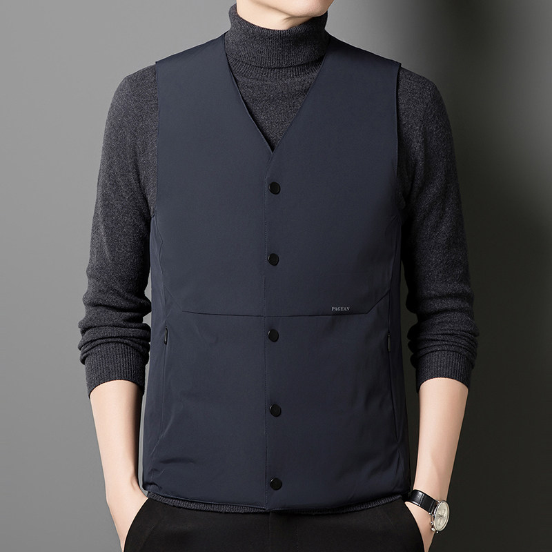 沐洋90%白鸭绒羽绒马甲秋冬新款保暖无袖羽绒服外套V口领背心,男装,常规马甲,淘宝优惠券,粉丝福利购,淘宝优惠卷