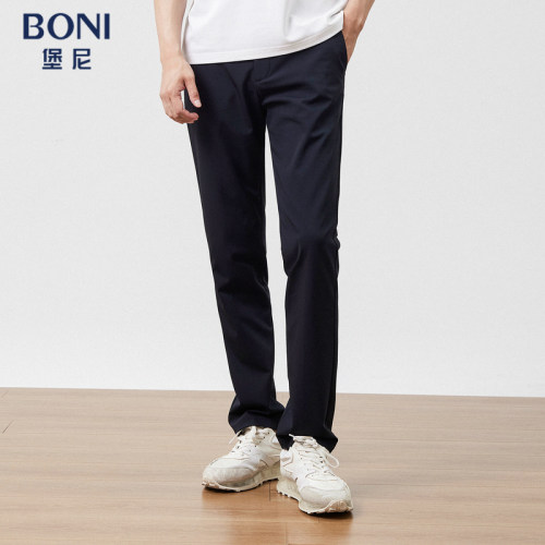 BONI/堡尼春夏新品商务修身长裤藏青锦纶混纺休闲裤KP267011A