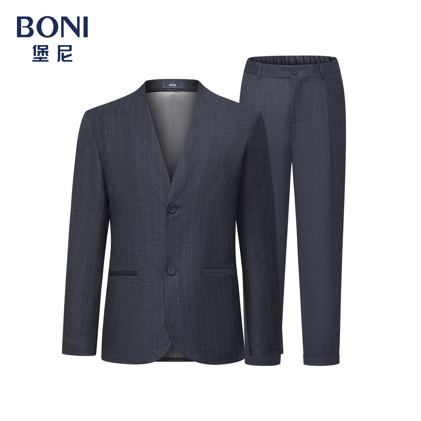堡尼秋冬新品商务暗条纹西服套装全羊毛西装西裤礼服男AU682161C