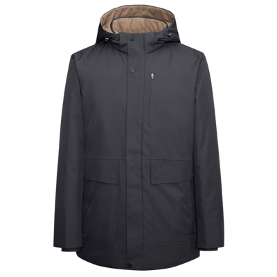 堡尼秋冬新品商务净色连帽鹅绒羽绒服中长款保暖外套男EQ780021B