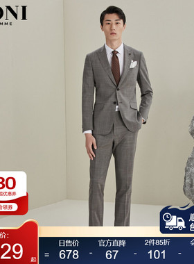 BONI/堡尼新品羊毛格纹西装商务休闲男士西服套装男外套AL232021A