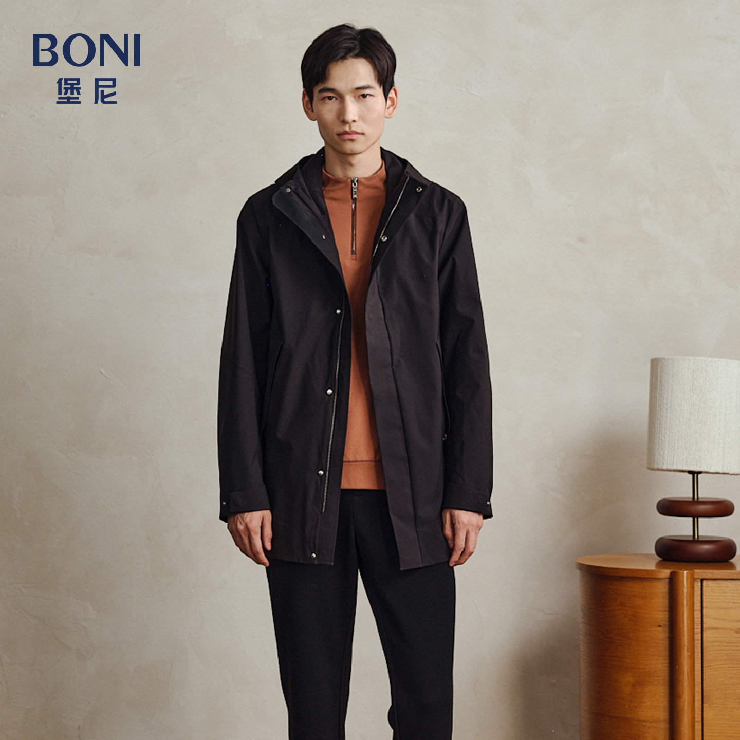 堡尼秋冬新品商务脱卸内胆羽绒服连帽休闲中长款外套男EU780191B