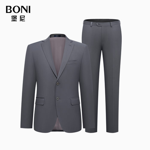 BONI/堡尼春夏新品商务西服套装净色全羊毛西装男士西裤AT283021A