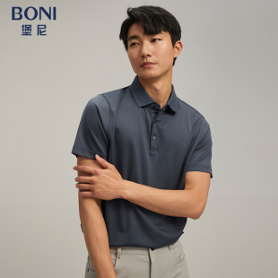 LR469B71B T恤休闲净色Polo衫 堡尼春夏新品 商务翻领桑蚕丝混纺短袖