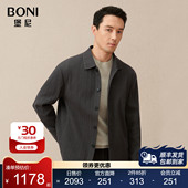 堡尼新品 针织茄克男FS645192C 莫代尔混纺短款 商务夹克翻领衬衫 款
