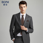 堡尼商务西服套装 男外套 竖条纹西装 修身 AI683051A 上衣西裤 BONI