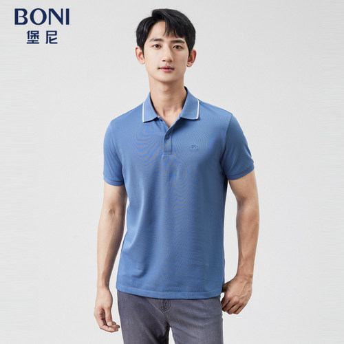 BONI/堡尼2023春夏新品商务翻领POLO衫丝棉休闲短袖T恤LP369C74B